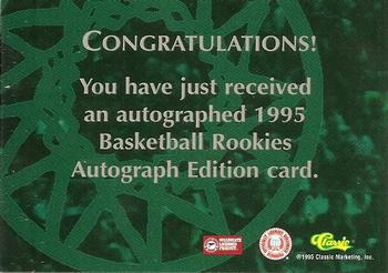 1995 Classic Rookies - Autograph Edition Autographs #NNO Eric Williams Back