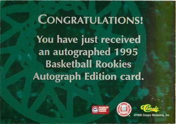 1995 Classic Rookies - Autograph Edition Autographs #NNO Erwin Claggett Back