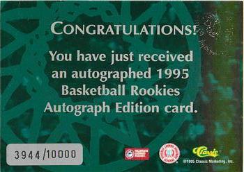 1995 Classic Rookies - Autograph Edition Autographs #NNO Bernard Blunt Back
