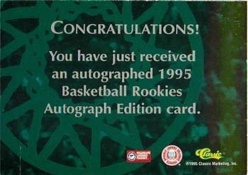 1995 Classic Rookies - Autograph Edition Autographs #NNO Michael Evans Back