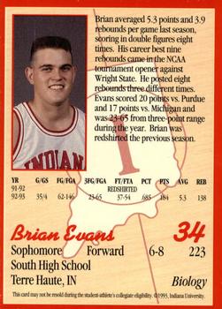 1993-94 Indiana Hoosiers #3 Brian Evans Back
