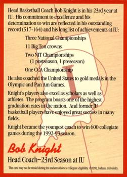 1993-94 Indiana Hoosiers #8 Bob Knight Back