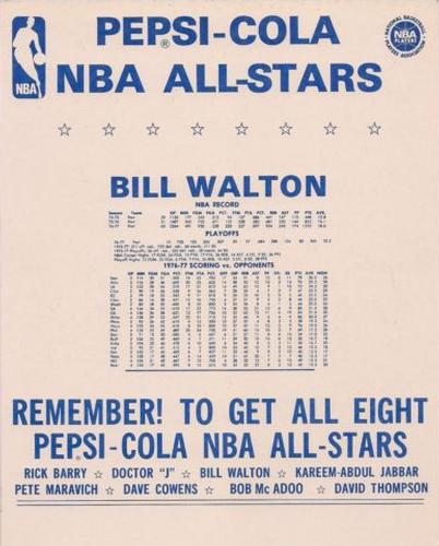 1977-78 Pepsi All-Stars #NNO Bill Walton Back