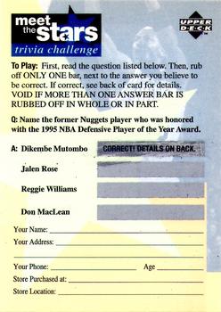 1996-97 Collector's Choice - Meet the Stars Trivia Challenge (Blue) #22 Meet the Stars Trivia Question #22 Front