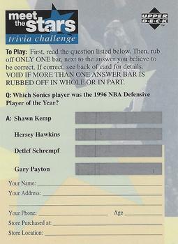 1996-97 Collector's Choice - Meet the Stars Trivia Challenge (Blue) #73 Meet the Stars Trivia Question #73 Front