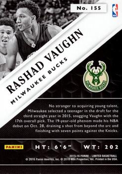 2015-16 Panini Limited #155 Rashad Vaughn Back