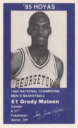 1984-85 Georgetown Hoyas #9 Grady Mateen Front