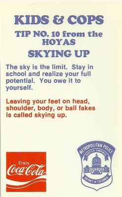 1985-86 Georgetown Hoyas Police #10 Grady Mateen Back