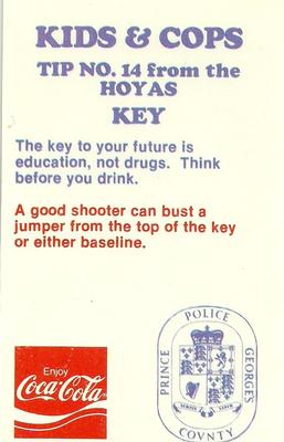 1985-86 Georgetown Hoyas Police #14 Reggie Williams Back