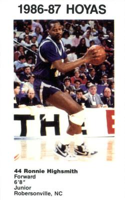 1986-87 Georgetown Hoyas #7 Ronnie Highsmith Front