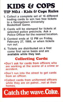 1987-88 Georgetown Hoyas Police #1 Hoyas Team Back