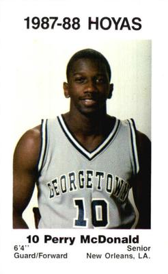1987-88 Georgetown Hoyas Police #12 Perry McDonald Front