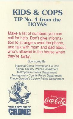 1992-93 Georgetown Hoyas Police #4 Derrick Patterson Back