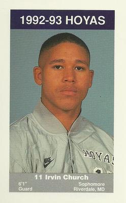 1992-93 Georgetown Hoyas Police #9 Irvin Church Front