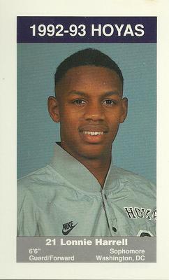 1992-93 Georgetown Hoyas Police #12 Lonnie Harrell Front