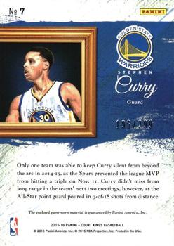 2015-16 Panini Court Kings - Expressionist Memorabilia #7 Stephen Curry Back