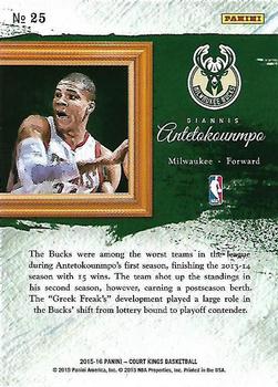 2015-16 Panini Court Kings - Expressionists #25 Giannis Antetokounmpo Back