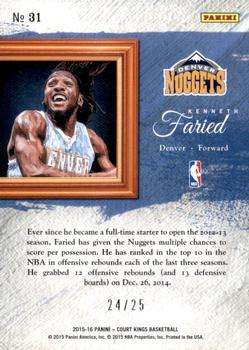 2015-16 Panini Court Kings - Expressionists Sapphire #31 Kenneth Faried Back