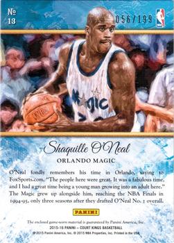 2015-16 Panini Court Kings - Vintage Materials #13 Shaquille O'Neal Back