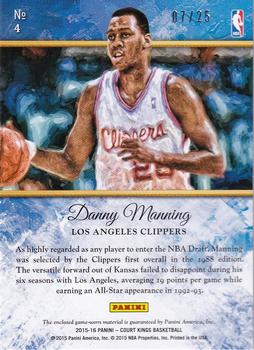 2015-16 Panini Court Kings - Vintage Materials Prime #4 Danny Manning Back