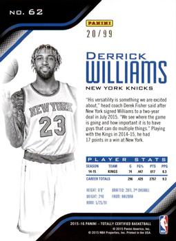 2015-16 Panini Totally Certified - Mirror Blue #62 Derrick Williams Back