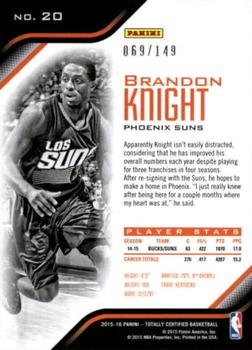 2015-16 Panini Totally Certified - Mirror Red #20 Brandon Knight Back