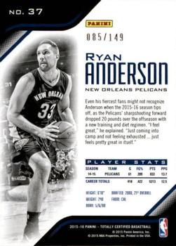 2015-16 Panini Totally Certified - Mirror Red #37 Ryan Anderson Back