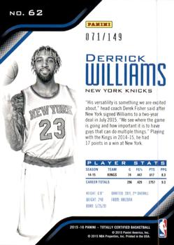 2015-16 Panini Totally Certified - Mirror Red #62 Derrick Williams Back