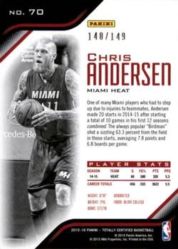 2015-16 Panini Totally Certified - Mirror Red #70 Chris Andersen Back