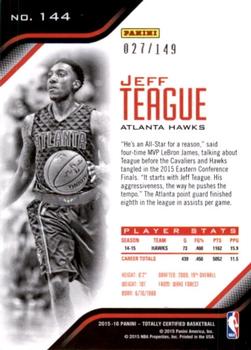 2015-16 Panini Totally Certified - Mirror Red #144 Jeff Teague Back