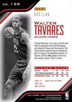 2015-16 Panini Totally Certified - Mirror Red #199 Walter Tavares Back