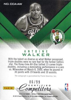 2015-16 Panini Totally Certified - Certified Competitor Autographs #CCA-AW Antoine Walker Back