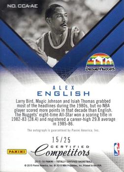 2015-16 Panini Totally Certified - Certified Competitor Autographs #CCA-AE Alex English Back