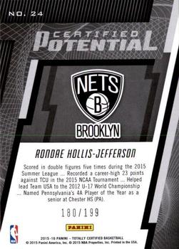 2015-16 Panini Totally Certified - Certified Potential #24 Rondae Hollis-Jefferson Back