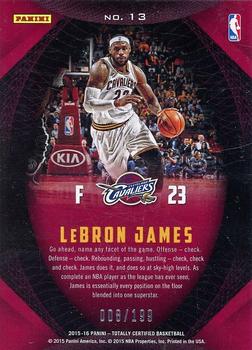 2015-16 Panini Totally Certified - Certified Skills #13 LeBron James Back