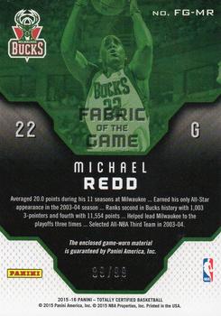 2015-16 Panini Totally Certified - Fabric of the Game Materials Blue #FG-MR Michael Redd Back