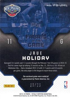 2015-16 Panini Totally Certified - Fabric of the Game Materials Camo #FG-JHL Jrue Holiday Back