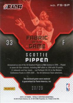 2015-16 Panini Totally Certified - Fabric of the Game Materials Camo #FG-SP Scottie Pippen Back