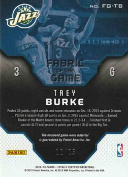 2015-16 Panini Totally Certified - Fabric of the Game Materials Camo #FG-TB Trey Burke Back
