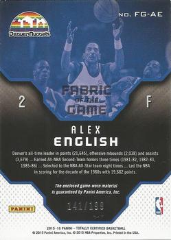 2015-16 Panini Totally Certified - Fabric of the Game Materials Red #FG-AE Alex English Back