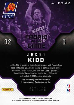 2015-16 Panini Totally Certified - Fabric of the Game Materials Red #FG-JK Jason Kidd Back
