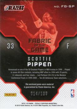 2015-16 Panini Totally Certified - Fabric of the Game Materials Red #FG-SP Scottie Pippen Back