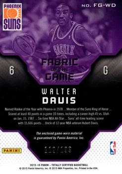 2015-16 Panini Totally Certified - Fabric of the Game Materials Red #FG-WD Walter Davis Back