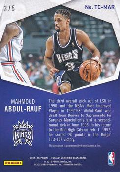 2015-16 Panini Totally Certified - Totally Certified Signatures Mirror Green #TC-MAR Mahmoud Abdul-Rauf Back