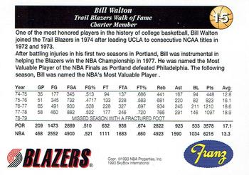 1993-94 Franz Portland Trail Blazers #15 Bill Walton Back
