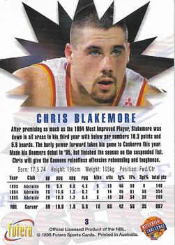1996 Futera NBL #3 Chris Blakemore Back