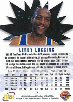1996 Futera NBL #7 Leroy Loggins Back