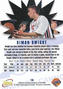 1996 Futera NBL #16 Simon Dwight Back