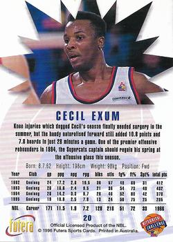 1996 Futera NBL #20 Cecil Exum Back
