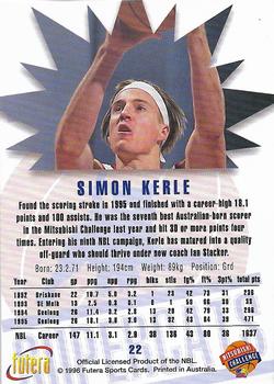 1996 Futera NBL #22 Simon Kerle Back